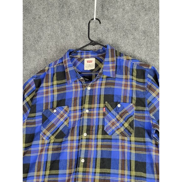 Levis Alban Flannel Shirt Men Sz XXL Button Up Plaid Classic Hipster Workwear - Picture 2 of 12